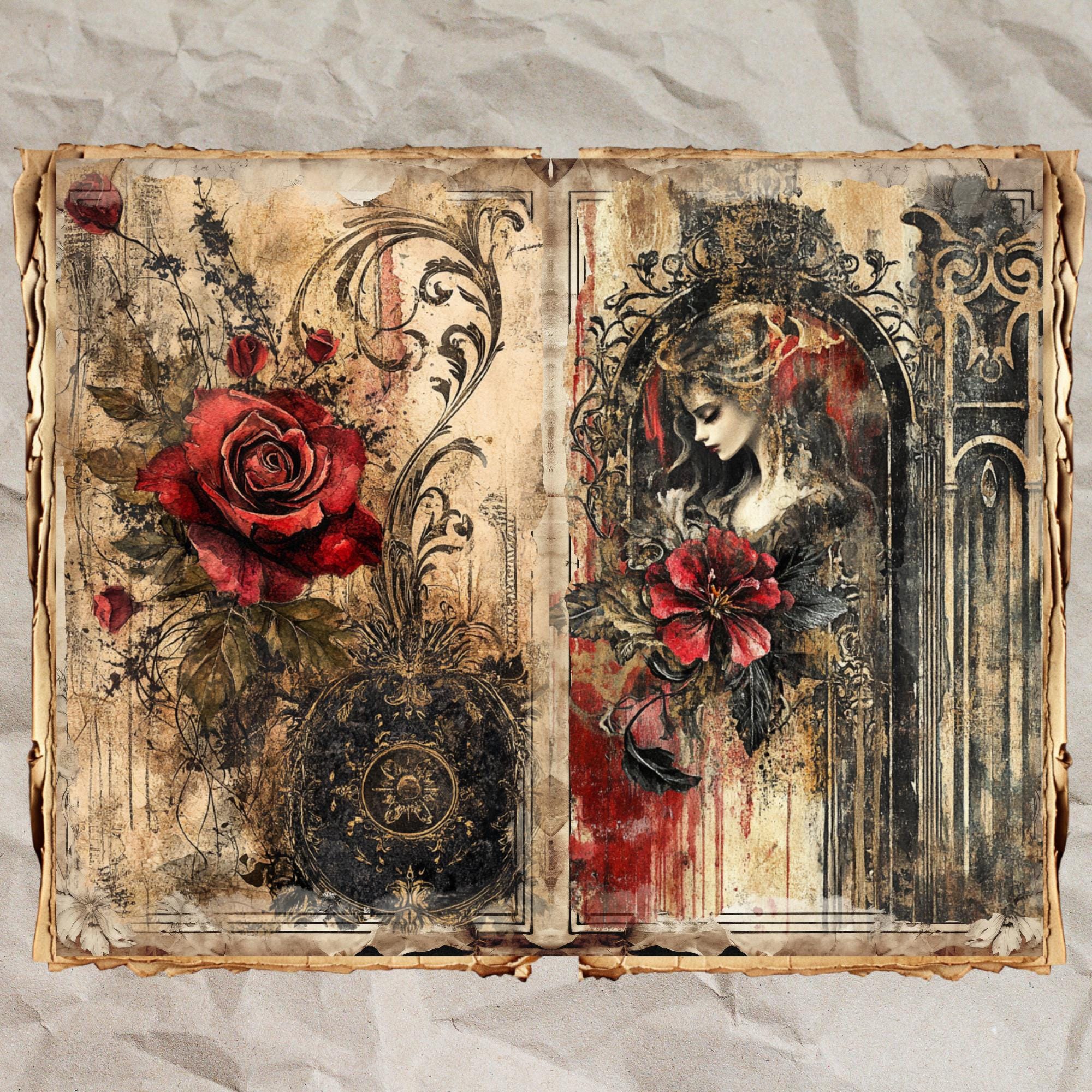 Gothic Romantic Junk Journal Pages: Shabby Chic Ephemera (60 JPEG ...