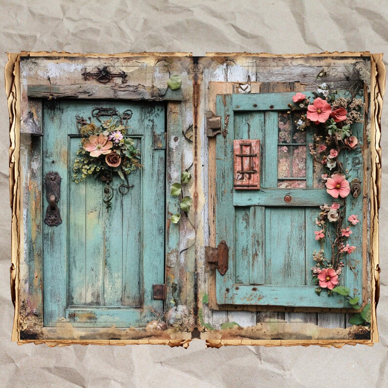 Vintage Wooden Door Junk Journal Kit: Shabby Chic Ephemera (45 JPEG) - Etsy