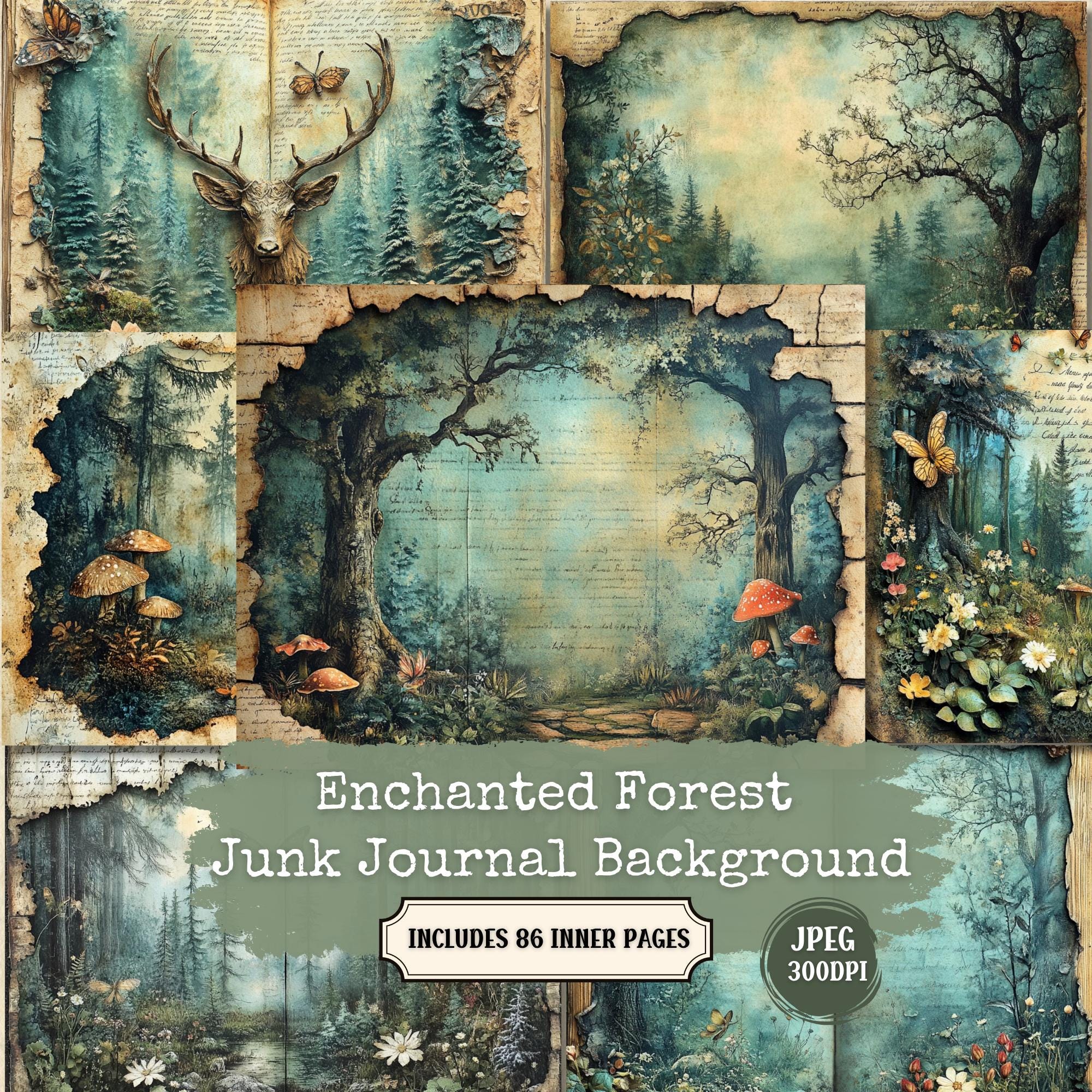 Enchanted Forest Junk Journal Pages: Vintage Woodland Ephemera (digital ...