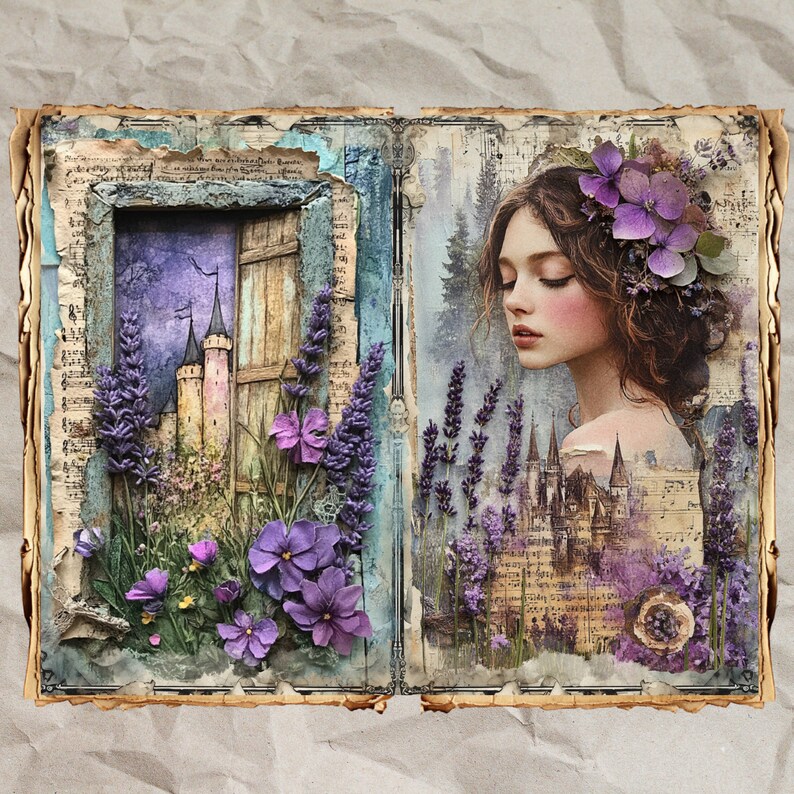 Mythical Creatures Junk Journal Pages: Bohemian Collage (digital ...