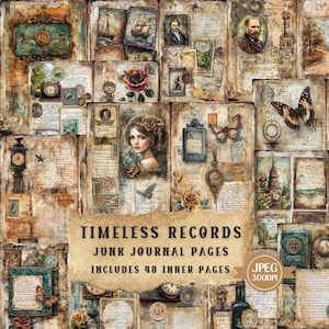 Vintage Ephemera Junk Journal Pages: Shabby Chic Collage (Digital Download)