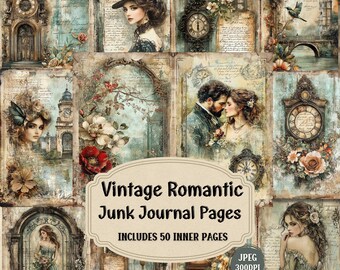 Vintage Junk Journal Seiten: Shabby Chic Ephemera (Digitaler Download)