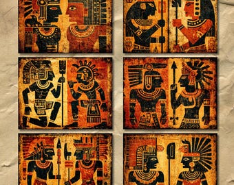 Aztec Mayan Junk Journal Pages | Vintage Mesoamerican Art (digital