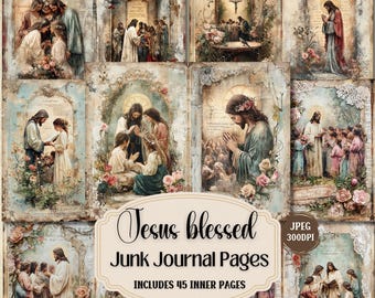 Christian Junk Journal Pages: Jesus, Shabby Chic Ephemera (Digital Download)