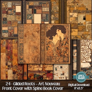 Art Nouveau Book Cover: Gustav Klimt Style, Earthy Abstract (Digital Download, 24 JPEGs)