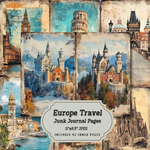 Kit Europa-reisjunkdagboek: vintage ephemera (43 jpeg)