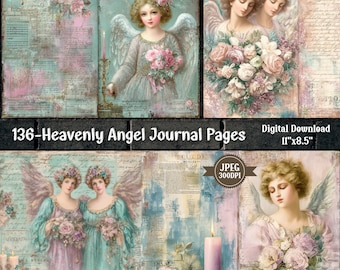 Victoriaanse Angel Junk Journal-pagina's | Afdrukbare kit Shabby Chic (JPG)