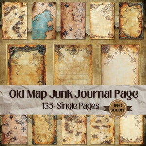 Ancienne carte Junk Journal Pages simples, pages imprimables, feuille de collage vierge vintage, feuille de créations en papier shabby chic éphémères pour scrapbooking.
