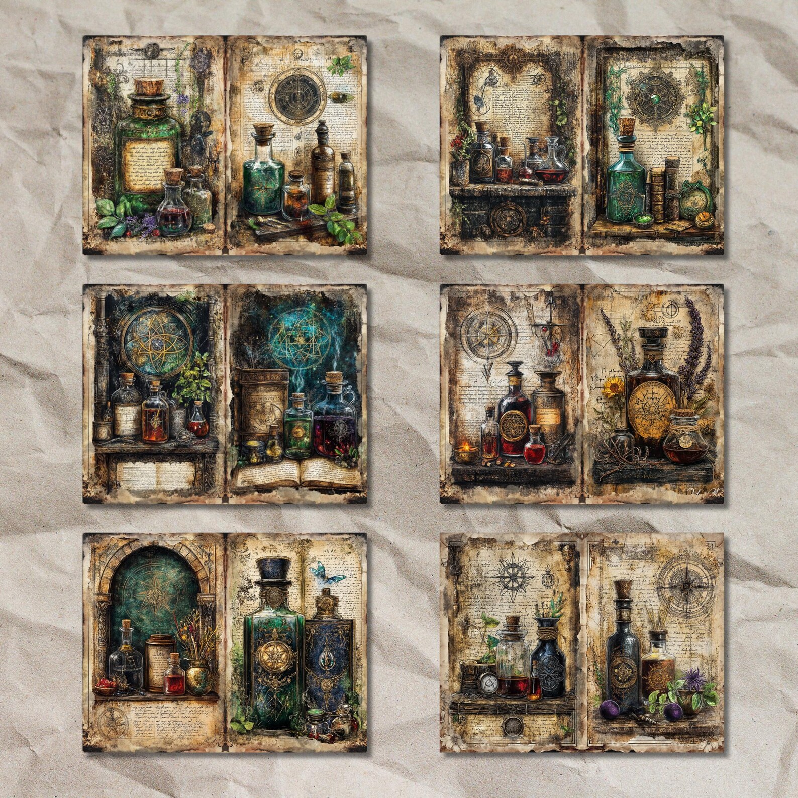 Herbal Grimoire Junk Journal Kit: Vintage Elixirs & Enchantments (56 ...