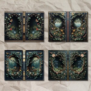 Fantasy Forest Book Cover Junk Journal Kit: Shabby Chic Digital Paper ...
