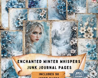 Kit de journal indésirable de l'hiver : éphémères shabby chic et enneigées (téléchargement numérique)
