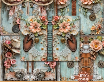 Western Junk Journal Covers: Shabby Chic Wild West Designs (Digital Download)