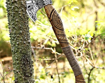 Viking AXE Forged Camping Axe With Rose Wood, Christmas Gift, Gift For Him