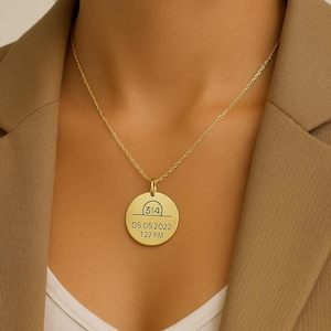Personalized Birth Necklace for Mom, Custom Silver Date Pendant, New Baby Gift, Engraved Jewelry, Gift for Her, Mothers Day Gift