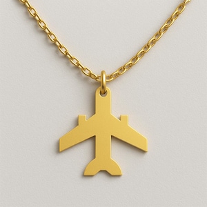 Gold Airplane Necklace, Travel Jewelry Gift, Pilot Pendant Necklace, Aviation Charm, Wanderlust Jewelry for Women and Men