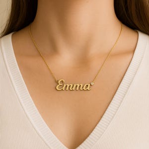 Custom Gold Name Necklace with Diamond Accent, Personalized Jewelry Gift for Her, Dainty Nameplate Necklace for Women, Mothers Day Gift