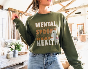 Gemütliches Mental Gesundheit Sweatshirt: Spooky Saison Unisex Rundhals