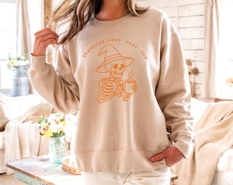 Gemütliches Sweatshirt mit Rundhalsausschnitt : Halloween Herbstmode. Geschenk für Geisterliebhaber, bequeme Freizeitkleidung