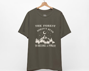 Solid Rose Heather T-Shirt | Lightweight Airlume Cotton, Crewneck Tee | Mindfulness Nature Graphic