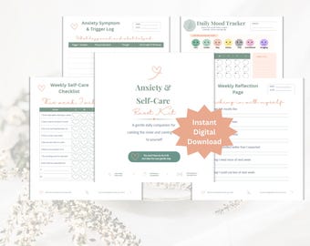 Anxiety Relief Planner Printable, Self Care Journal for Mental Health, Daily Mood Tracker PDF, Digital Download for Anxious Over-thinkers