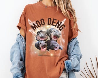 Moo Deng Shirt, Vintage Moo Deng Bootleg Rap Tee, I Love Moo Deng, Hippo Lover Shirt, Cute Baby Hippo Shirt, Moo Deng I Love You Shirt
