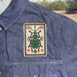 Parche de insecto gorgojo, aplique de insecto bordado termoadhesivo, parche para chaqueta vaquera con diseño de naturaleza, accesorios hechos a mano para bolsos y mochilas.