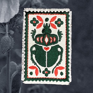 Parche bordado termoadhesivo de escarabajo, aplique de insecto, parche de insecto de la naturaleza, bordado ornamental, parche para ropa DIY, escarabajo verde