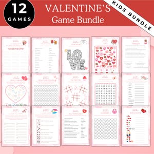 Valentines Game Bundle, Valentinstag Party Spiele druckbar, Sammlung für Kinder, Kinder Puzzle und Trivia Spiele, printable Aktivitäten,