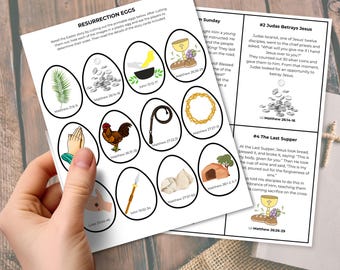 Resurrection Eggs Story, Printable Easter Story For Kids, Christian Activity Sheet, Sunday School Lesson Jesus Is Risen, Holy Week Cards