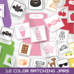 Toddler Activity Page Color Sorting Jars, Kids Printable Matching Game ...