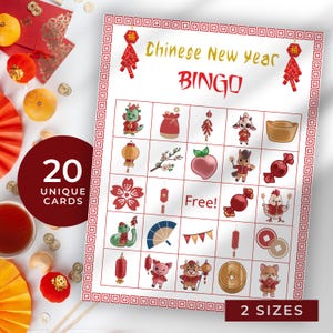 Bingo del capodanno cinese, Zodiaco stampabile per bambini, Schede attività lunari per bambini, Gioco di società cinese festivo, Attività in classe