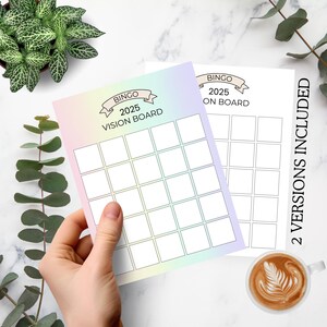 2025 Bingo-Karte, Neujahrs-Vision, druckbare Vorsatz-Challenge, Anpassen der Manifestations-Aktivität, minimale Motivationsziel-Vorlage