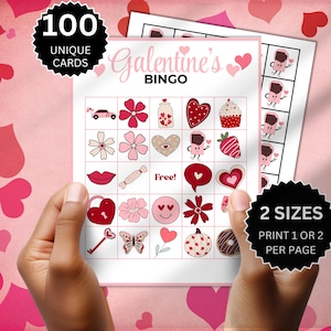Juego de bingo de Galentine, juego imprimible de San Valentín para mujeres, actividad para el día de la mujer, actividades en rosa pálido, 100 tarjetas, reunión de chicas