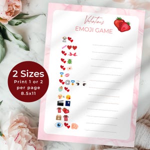 Valentine Emoji Spiel mit Antworten, Valentinstag Pictionary Aktivität für Kinder, Kinder Puzzle und Trivia, Printable, Familie oder Klassenzimmer
