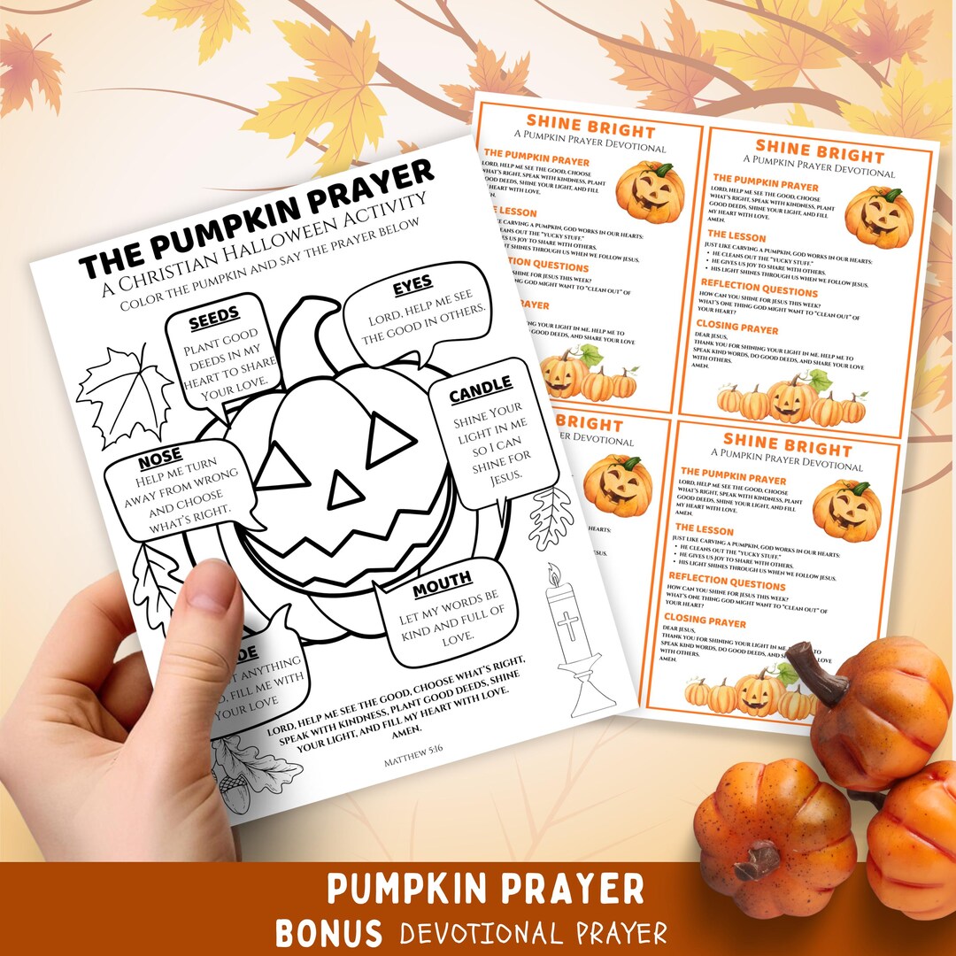 Christian Pumpkin Prayer Activity, Faith-based Fall Craft for Kids ...
