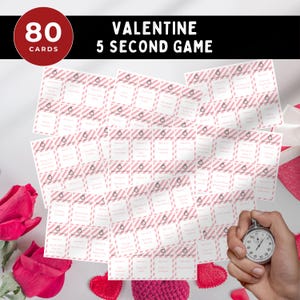 Juego de 5 segundos para el día de San Valentín, actividad festiva divertida e imprimible para niños y adultos, desafío de juego de cartas, descarga instantánea