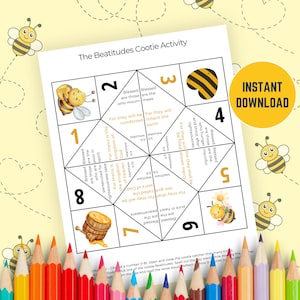 Kids Bible Lesson On Beatitudes, Christian Printable For Kids, Beatitude Craft For Kids Sunday School, Craft, Sunday School Activity Sheet