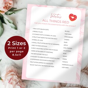 All Thing Red Spiel, Valentinstagsaktivität für Kinder, Kinderpuzzle und Quizspiel, druckbare Aktivitäten, Familie oder Klassenzimmer