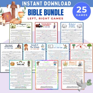 Juego de la historia bíblica de izquierda a derecha, libro de la historia bíblica, actividad cristiana para niños imprimible, actividades de la iglesia de la escuela dominical, pase el premio