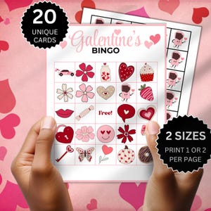 Galentine's bingospel, afdrukbaar Valentijnsdagspel voor vrouwen, Ladies Day-activiteit, lichtroze activiteiten 20 kaarten