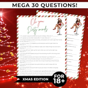 Juego de Navidad Dirty Minds, Actividad para fiesta de despedida de soltera, Acertijos con temática navideña para solteros, Juego de trivia para Friendsmas, Despedida de soltero grosera para imprimir