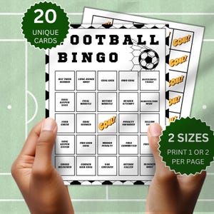 Bingo de fútbol universitario, actividad imprimible en inglés, actividades de fútbol con 20 tarjetas, juego de equipo de fútbol para jugar en familia