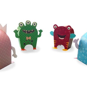 Paper Toy Monsters Set of 4 Play Set PDF Digital Download image 3