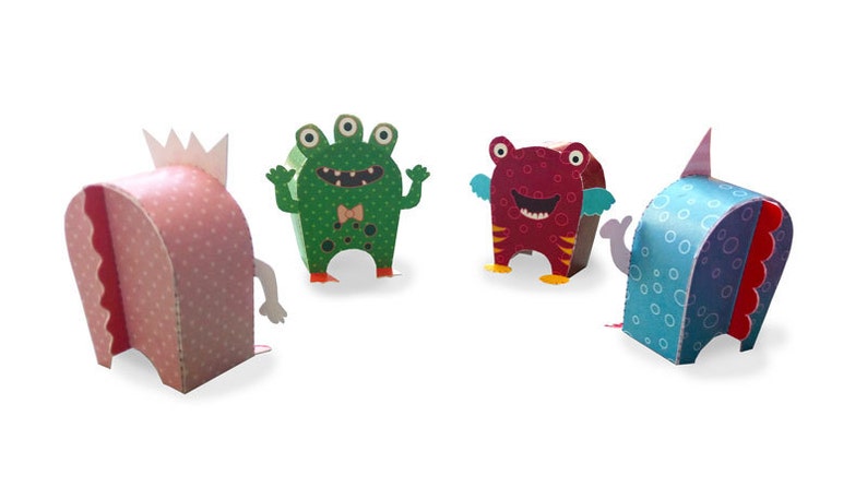 Paper Toy Monsters Set of 4 Play Set PDF Digital Download image 3