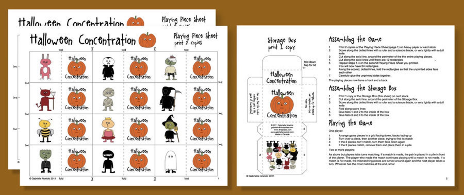 Paper Toy Halloween Concentration Game Downloadable PDF - Etsy