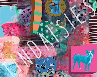 Bold Multicolor - Collage Clip Sheet - Mixed media - Funky monoprint - Digital Download JPG - Multi colored Cats!