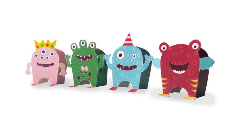 Paper Toy Monsters Set of 4 Play Set PDF Digital Download image 2