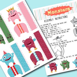 Paper Toy Monsters Set of 4 Play Set PDF Digital Download image 4