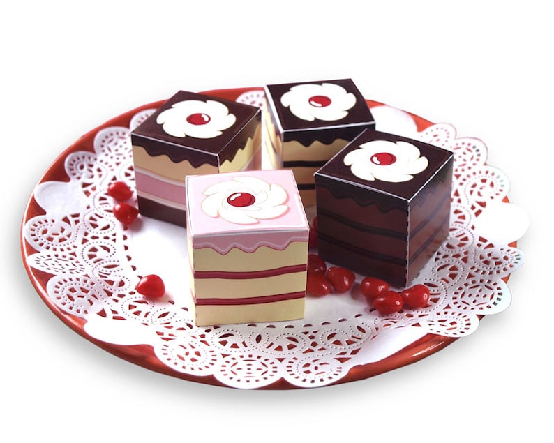 Party Favor Box Petit Fours Set of Four Instant Download Etsy