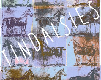 Collage Clip Sheet - Mixed media - Digital Download JPG - Distressed Vintage Horses